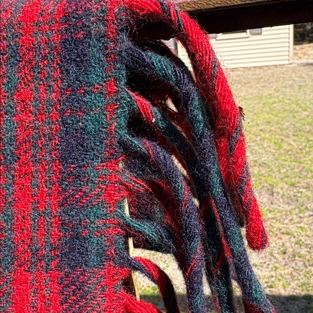 Vintage Pendleton Blanket Throw Red Navy Teal Grey Tartan plaid Virgin Wool READ - Picture 10 of 15
